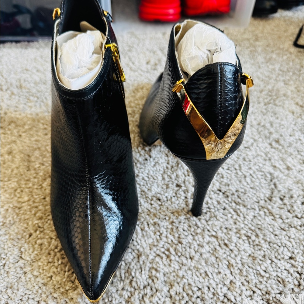 Ted Baker Black and Gold Heeled Boots